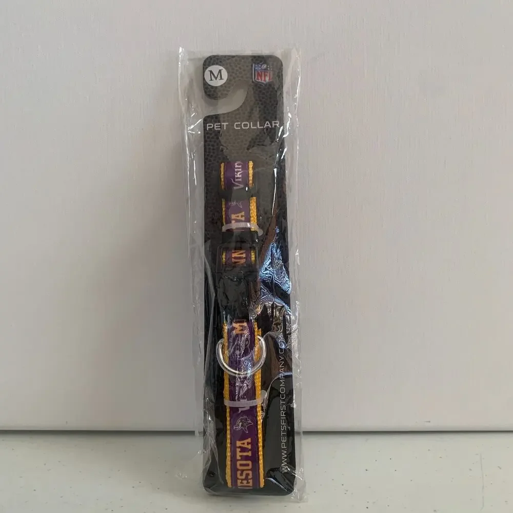 Pets First Sz M NFL Football Minnesota Vikings Satin Pet Collar Dog ,Cat Collar